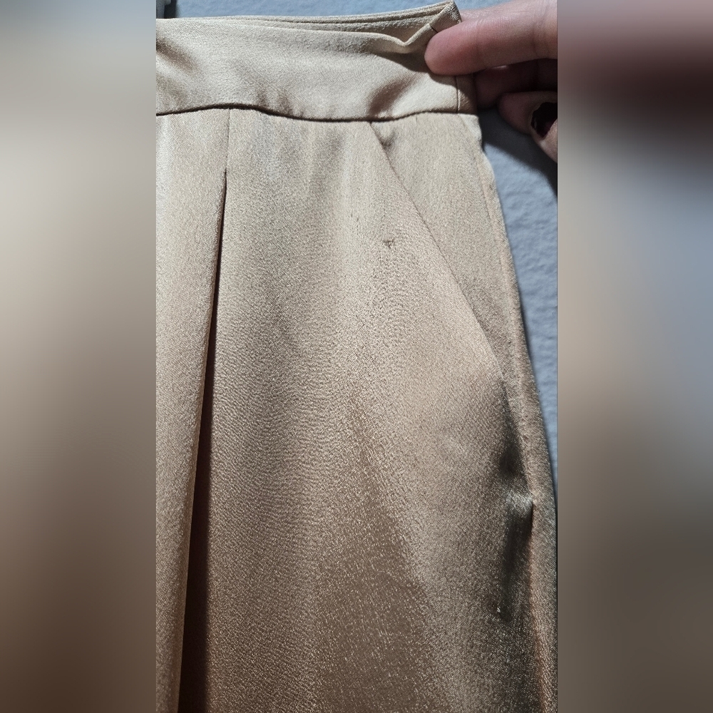 L'AGENCE Aubrie Mid Rise Wide Leg Satin Pant Latte Size 12 - Picture 7 of 16